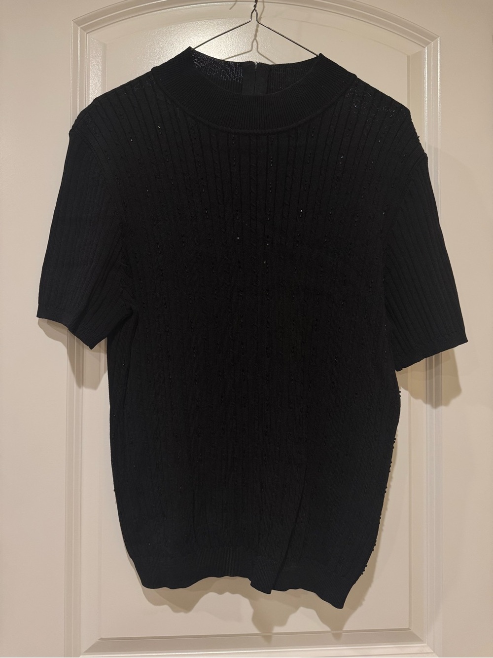 Alfred Dunner Black Ribbed Knit Top